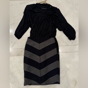 Elegant Black and Gray Chevron Skirt
